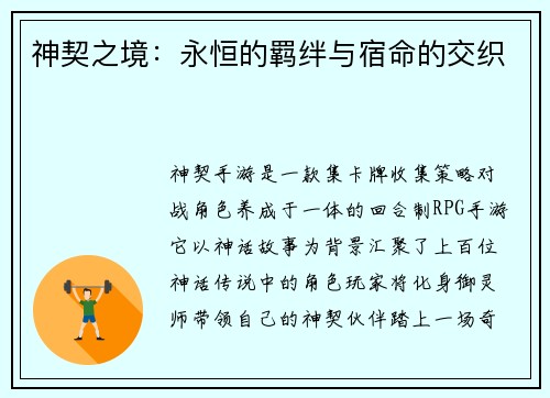 神契之境：永恒的羁绊与宿命的交织