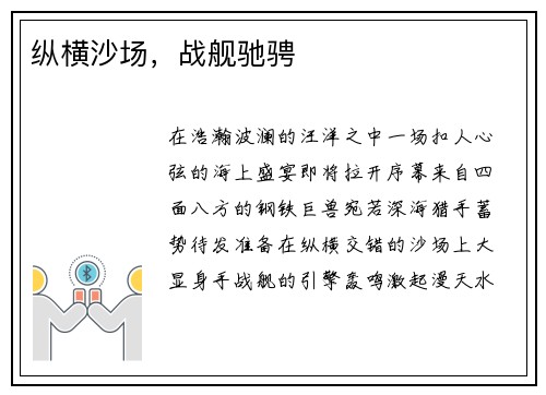 纵横沙场，战舰驰骋