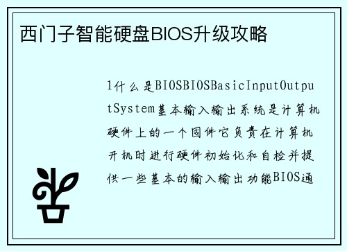 西门子智能硬盘BIOS升级攻略