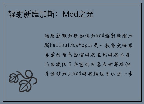 辐射新维加斯：Mod之光